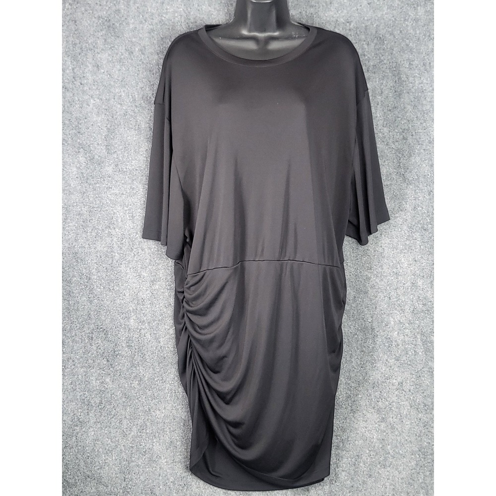 H&M Women‎ Plus Size XXL Black Ruched T-Shirt Dress Short Sleeve Casual Comfort